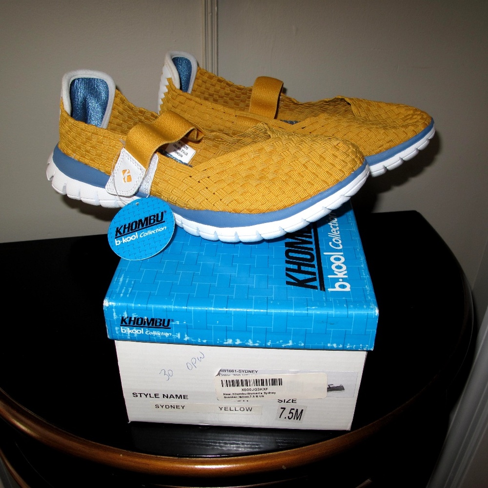 KHOMBU Sydney Mary Jane Yellow Woven 7.5 NIB NWT